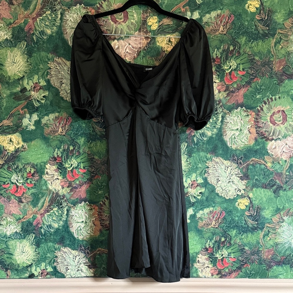Express Black Puff Sleeve Mini Dress